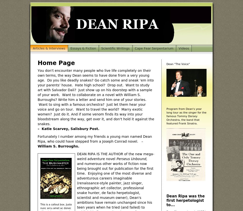 Dean Ripa's original website, part 1 of 3